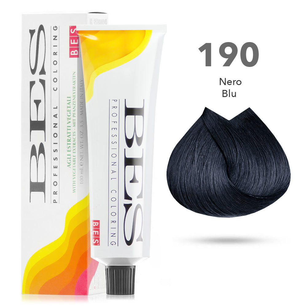 Bes Professional Coloring tinta per capelli estratti vegetali - 190 NERO BLU - 100ML