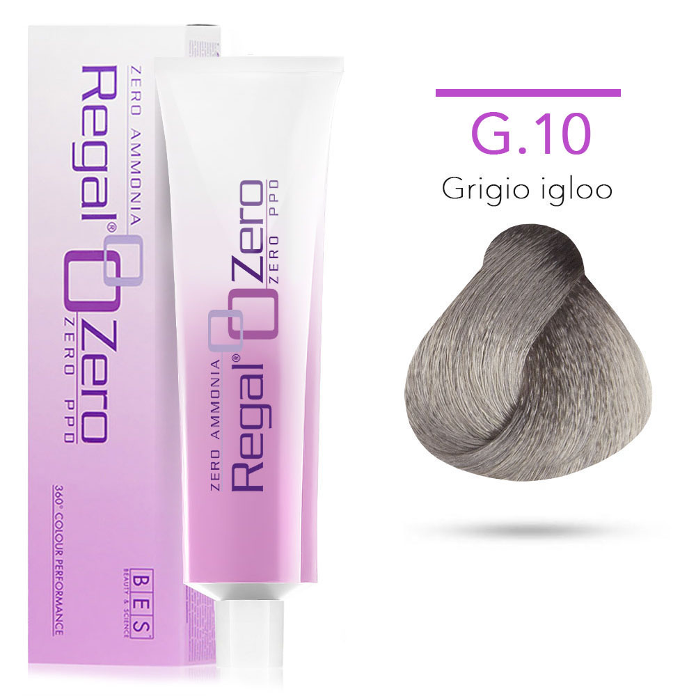 Bes Regal Zero senza ammoniaca senza ppd G.10 GRIGIO IGLOO - tinta per capelli - 100ml