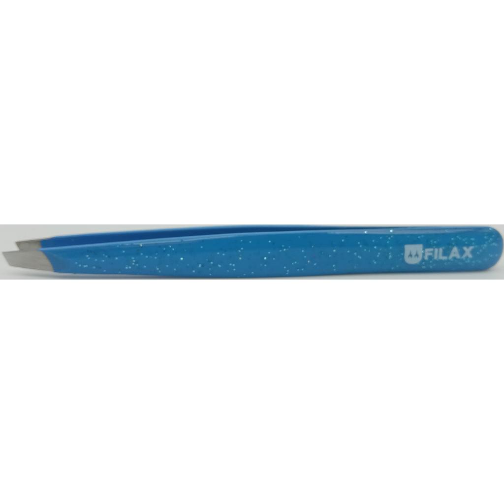 Filax Pinzetta Inox Glitter Colorata Punta Obliqua 9 cm