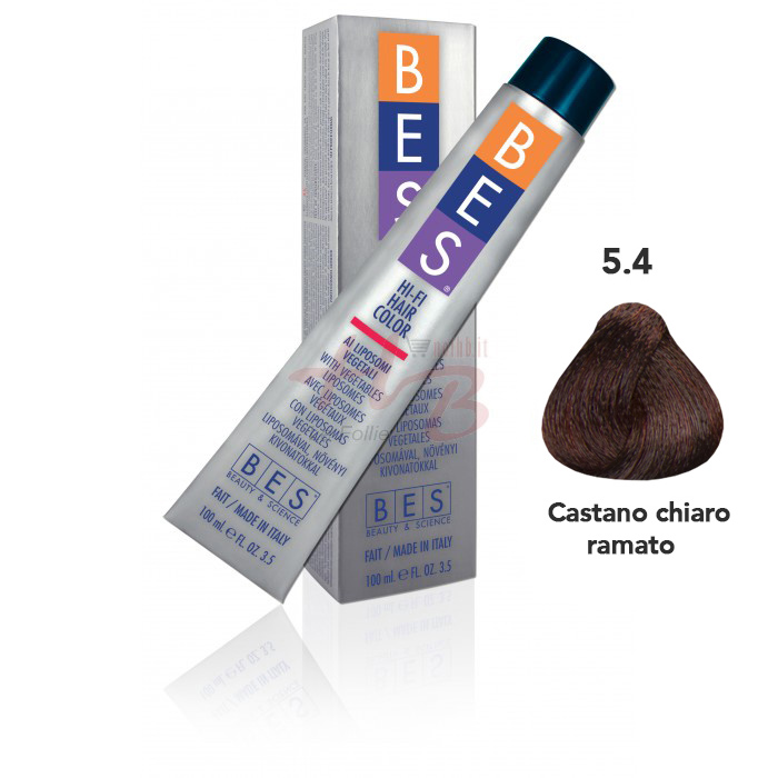 Bes Hi-Fi Hair Color Liposomi vegetali 5.4 CASTANO CHIARO RAMATO - Tinta per capelli - 100ml 