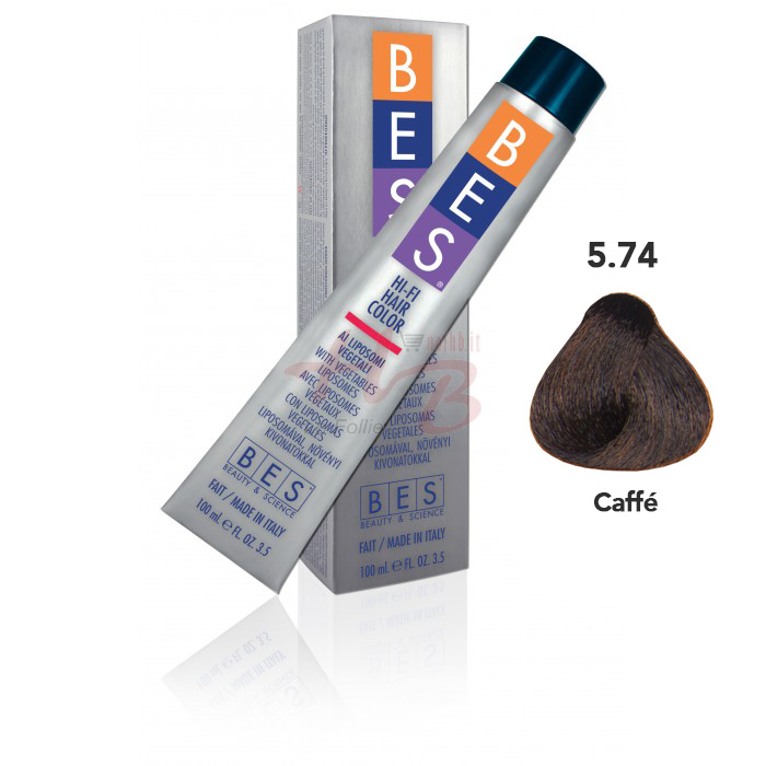 Bes Hi-Fi Hair Color Liposomi vegetali  5.74 CASTANO CHIARO TABACCO RAME - Tinta per capelli - 100ml 