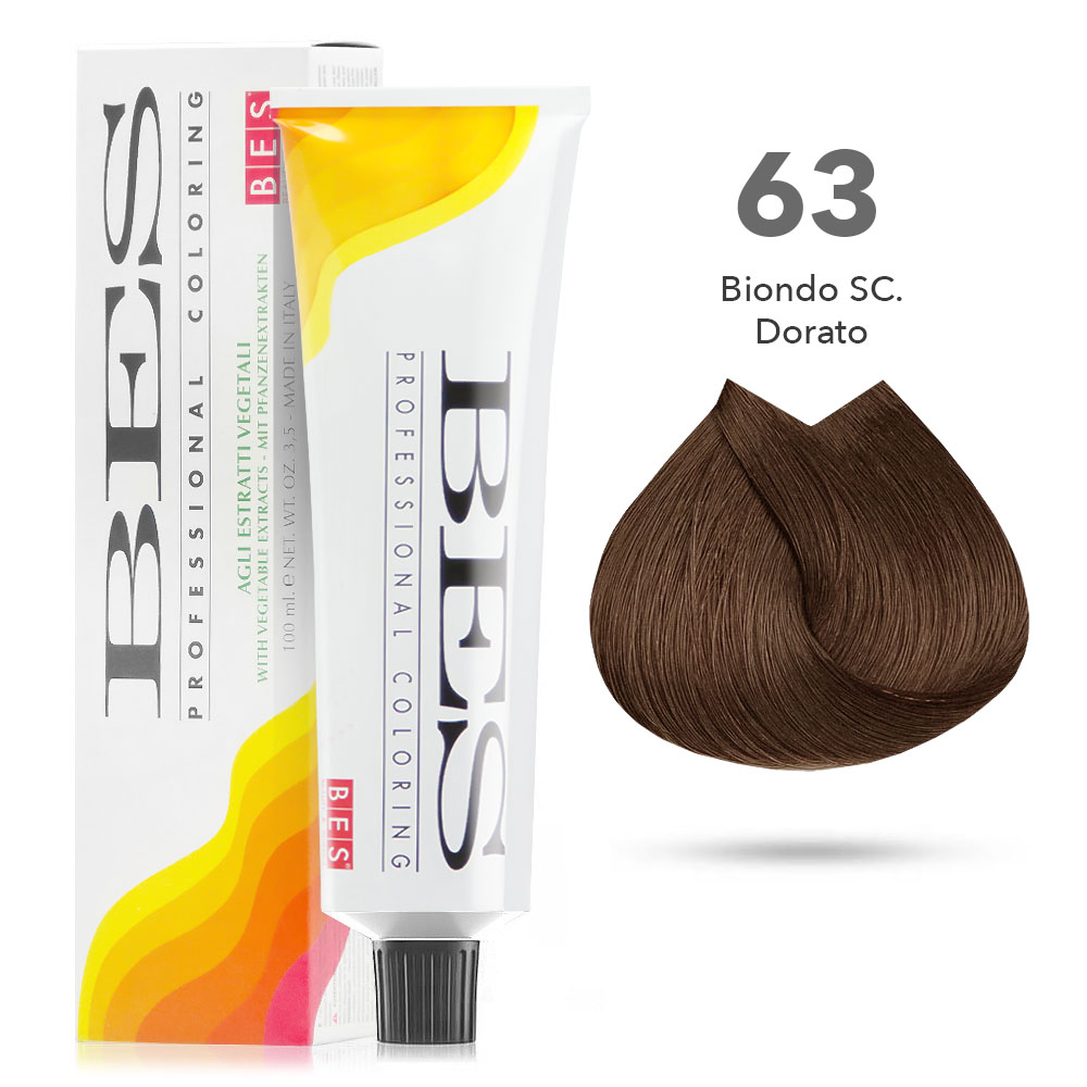 Bes Professional Coloring tinta per capelli estratti vegetali - 63 BIONDO SCURO DORATO - 100ML