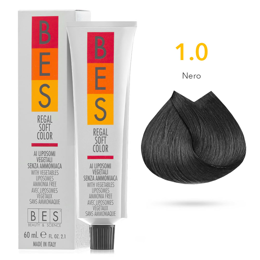 Tinta Riflessante tonalizzante Bes Regal Soft Color Liposomi Vegetali Senza ammoniaca 1.0 NERO 60ml