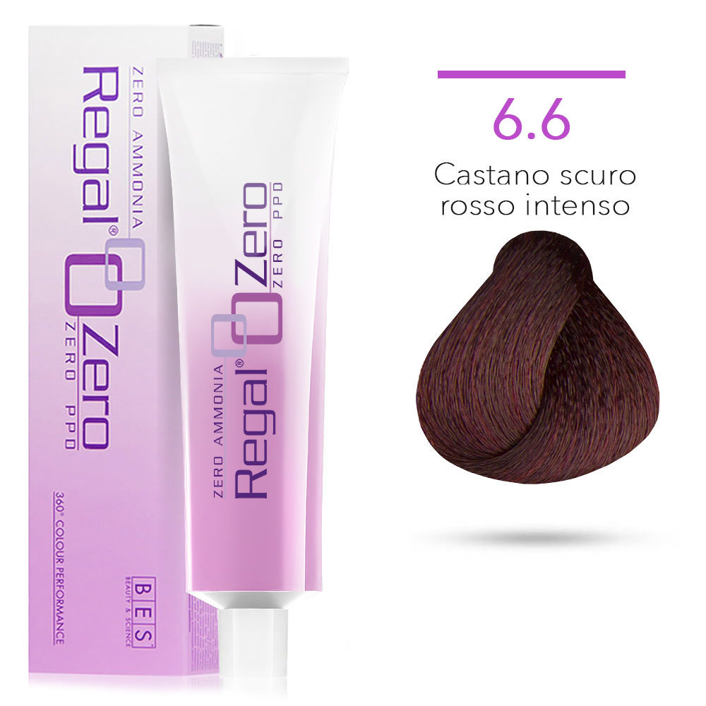 Bes Regal Zero senza ammoniaca senza ppd 6.6. BIONDO SCURO ROSSO INTENSO - tinta per capelli - 100ml
