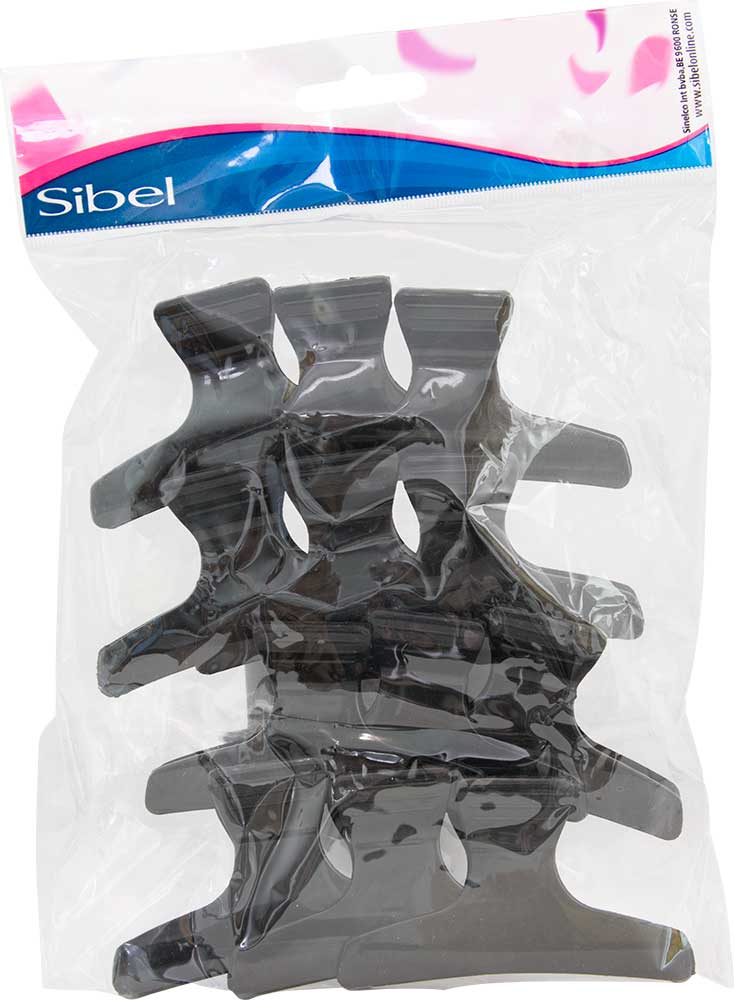 Mollettoni, Pinze per Capelli - Sibel - Colore Nero - (cartella 12pz)