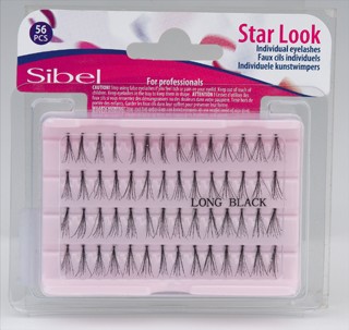 Ciglia finte ciuffetti nere lunghe 13mm 56 pz - Sibel 