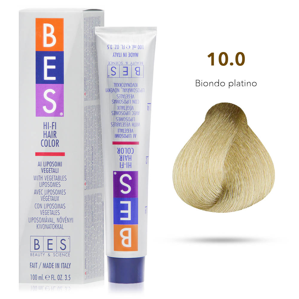 Bes Hi-Fi Hair Color Liposomi vegetali 10.0 BIONDO PLATINO - Tinta per capelli - 100ml 