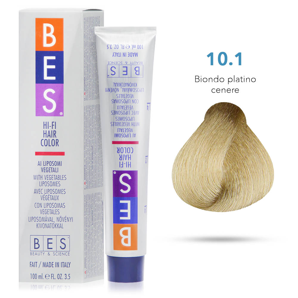 Bes Hi-Fi Hair Color Liposomi vegetali 10.1 BIONDO PLATINO CENERE - Tinta per capelli - 100ml 