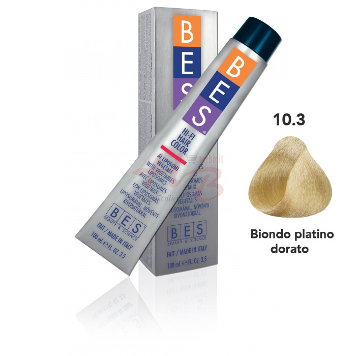 Bes Hi-Fi Hair Color Liposomi vegetali 10.3 BIONDO PLATINO DORATO - Tinta per capelli - 100ml 