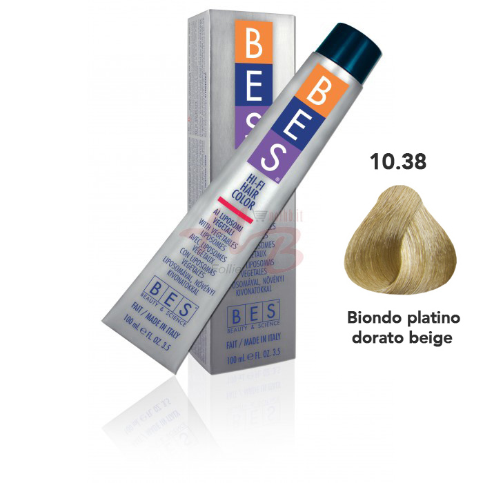 Bes Hi-Fi Hair Color Liposomi vegetali 10.38 BIONDO PLATINO DORATO BEIGE - Tinta per capelli - 100ml