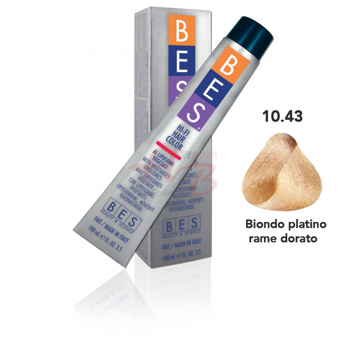 Bes Hi-Fi Hair Color Liposomi vegetali 10.43 BIONDO PLATINO RAME DORATO - Tinta per capelli - 100ml 