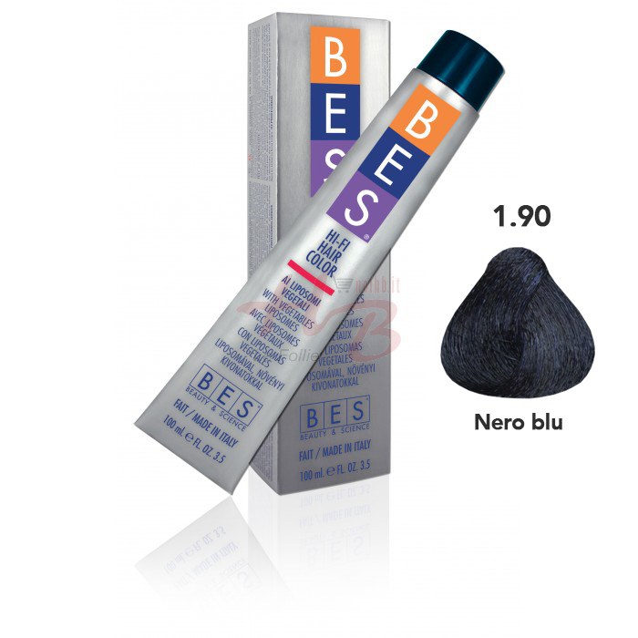 Bes Hi-Fi Hair Color Liposomi vegetali 1.90 NERO BLU - Tinta per capelli - 100ml 