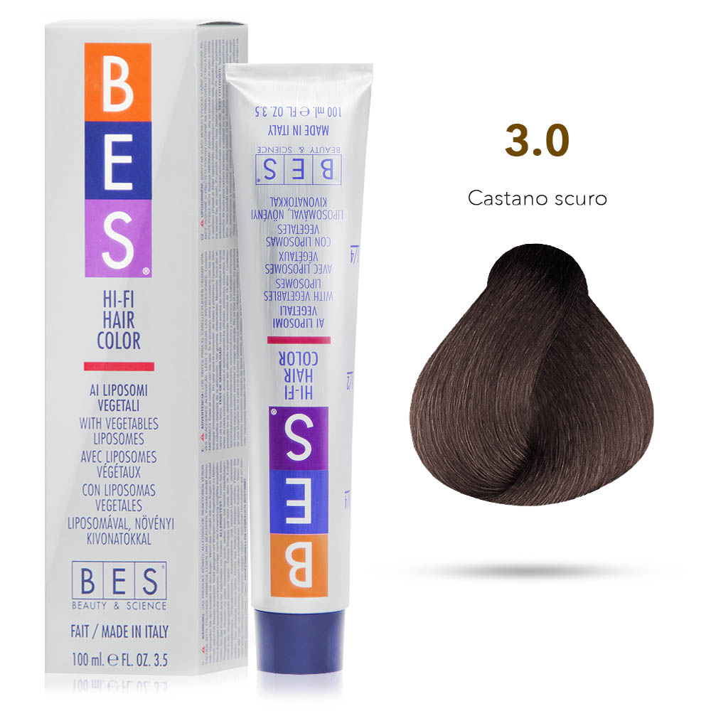 Bes Hi-Fi Hair Color Liposomi vegetali 3.0 CASTANO SCURO - Tinta per capelli - 100ml 