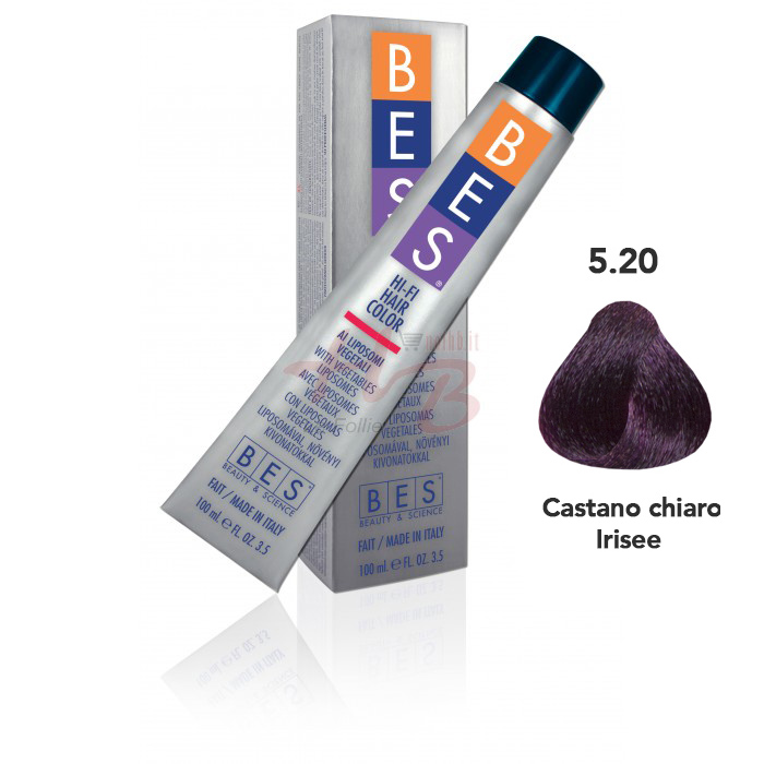 Bes Hi-Fi Hair Color Liposomi vegetali 5.20 CASTANO CHIARO IRISEE  - Tinta per capelli - 100ml 