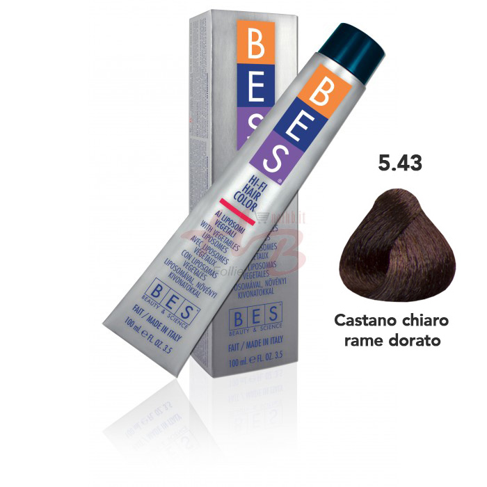 Bes Hi-Fi Hair Color Liposomi vegetali 5.43 CASTANO CHIARO RAME DORATO - Tinta per capelli - 100ml 