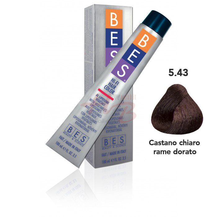 Bes Hi-Fi Hair Color Liposomi vegetali 5.43 CASTANO CHIARO RAME DORATO - Tinta per capelli - 100ml 