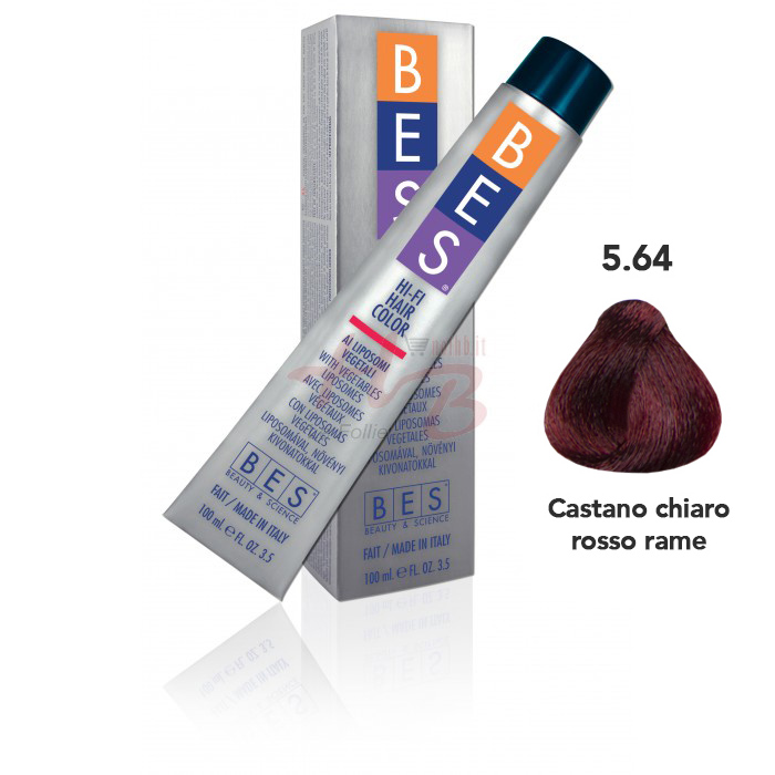Bes Hi-Fi Hair Color Liposomi vegetali 5.64 CASTANO CHIARO ROSSO RAME - Tinta per capelli - 100ml 