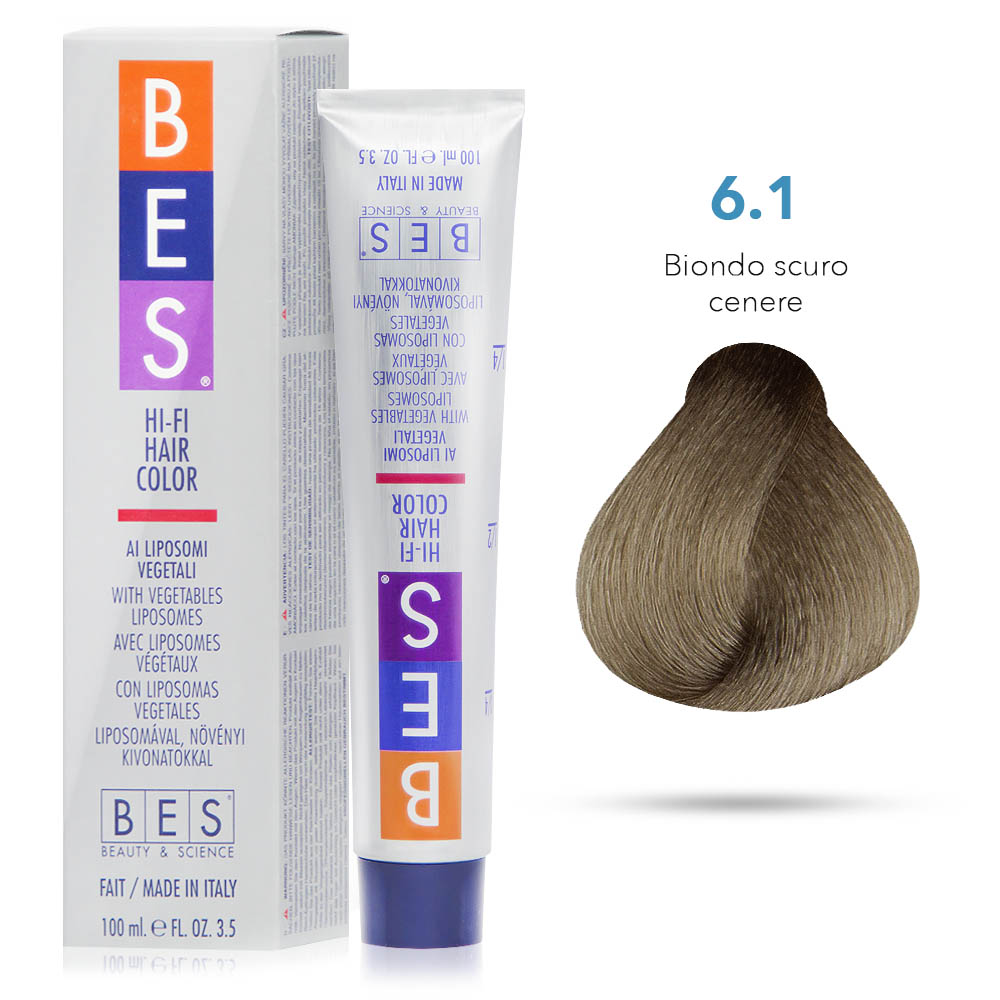 Bes Hi-Fi Hair Color Liposomi vegetali 6.1 BIONDO SCURO CENERE - Tinta per capelli - 100ml 