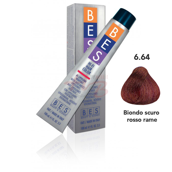 Bes Hi-Fi Hair Color Liposomi vegetali 6.64 BIONDO SCURO ROSSO RAME - Tinta per capelli - 100ml 
