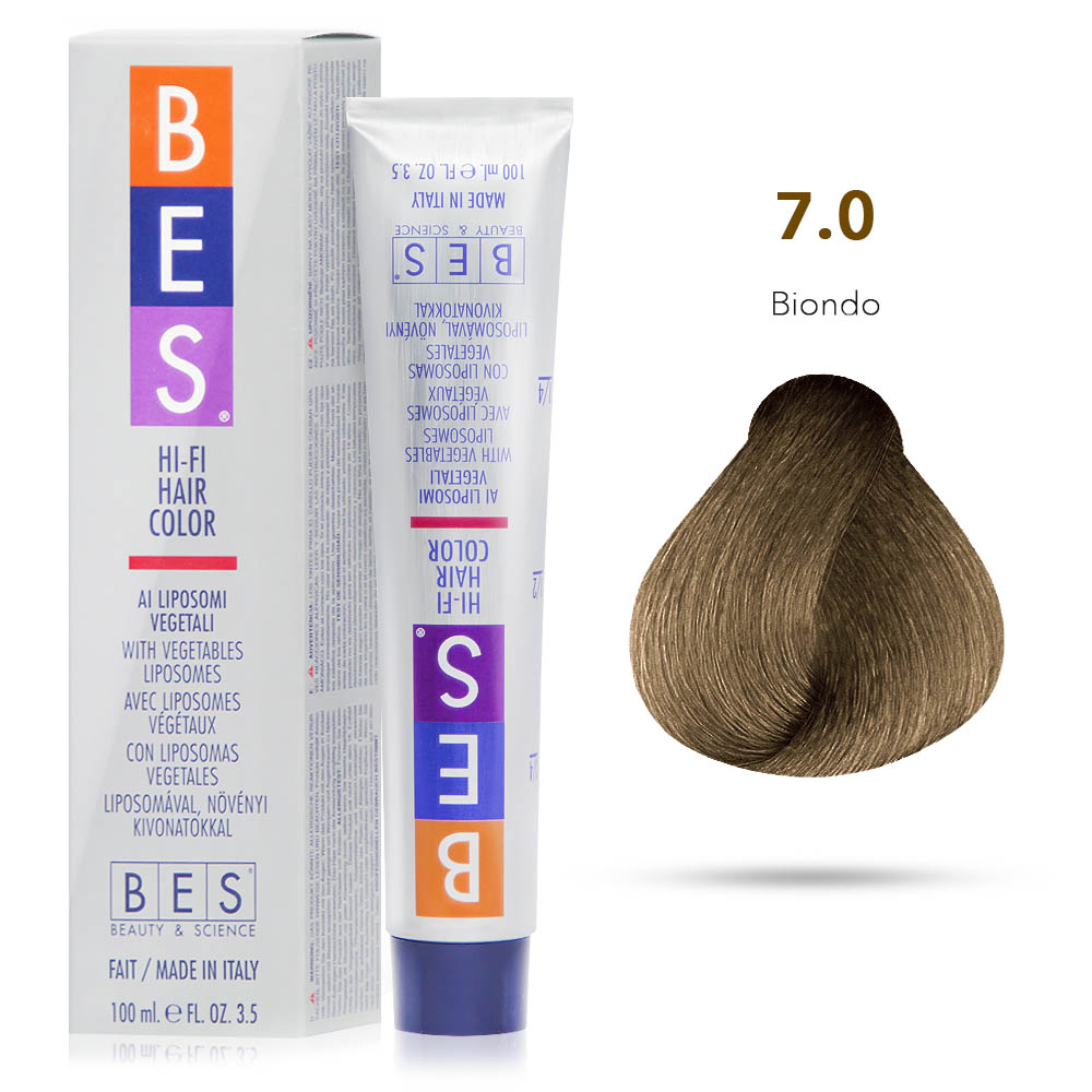 Bes Hi-Fi Hair Color Liposomi vegetali 7.0 BIONDO - Tinta per capelli - 100ml 