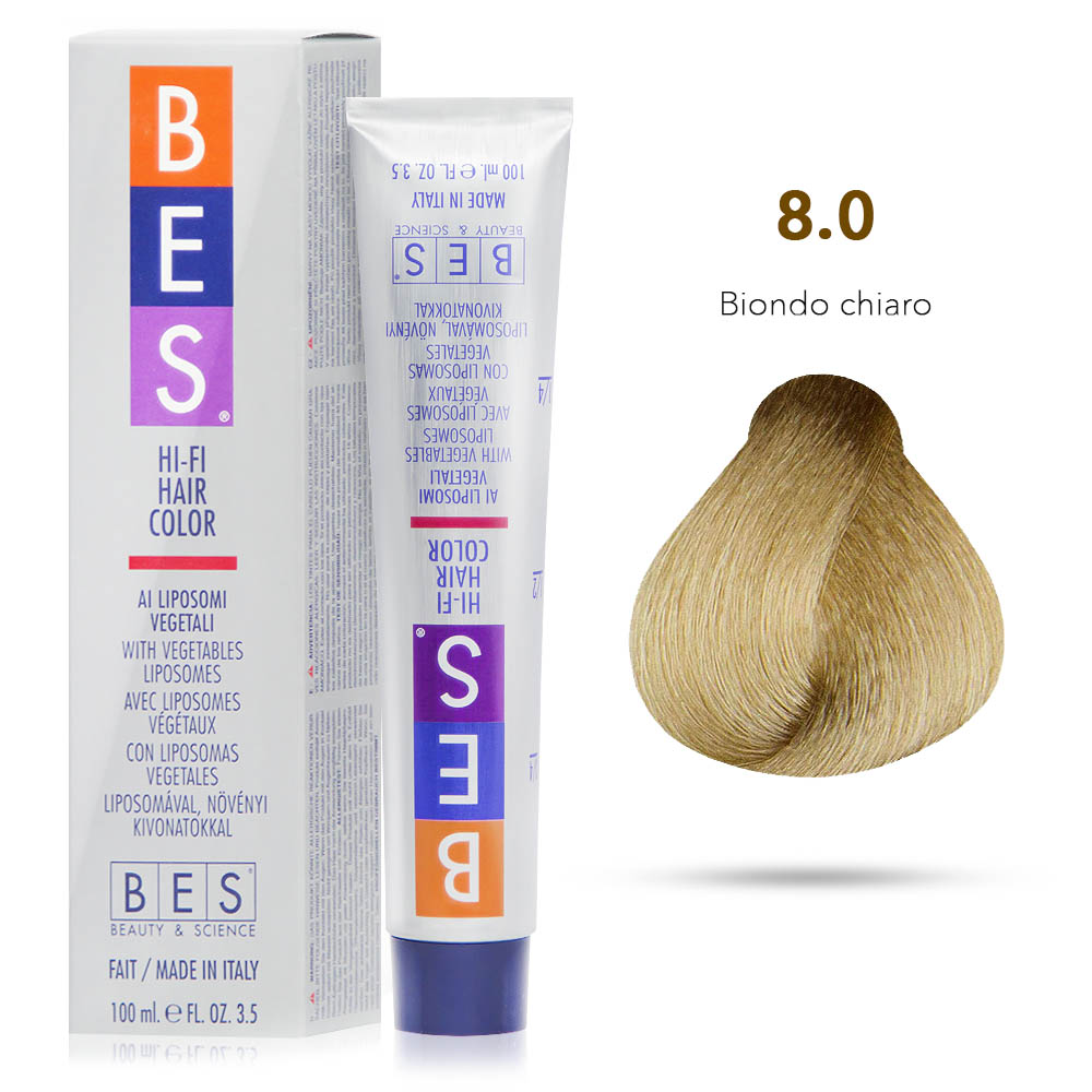 Bes Hi-Fi Hair Color Liposomi vegetali 8.0 BIONDO CHIARO - Tinta per capelli - 100ml 
