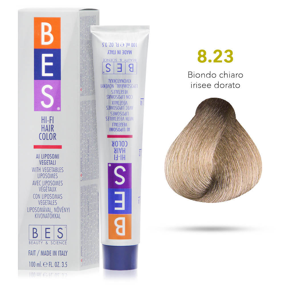 Bes Hi-Fi Hair Color Liposomi vegetali 8.23 BIONDO CHIARO IRISEE DORATO - Tinta per capelli - 100ml