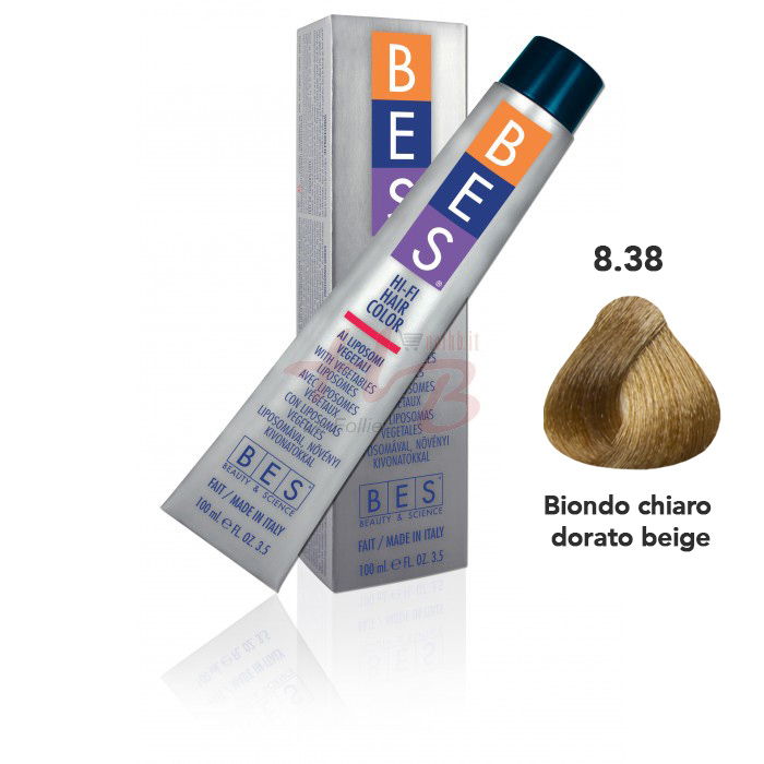 Bes Hi-Fi Hair Color Liposomi vegetali 8.38 BIONDO CHIARO DORATO BEIGE - Tinta per capelli - 100ml