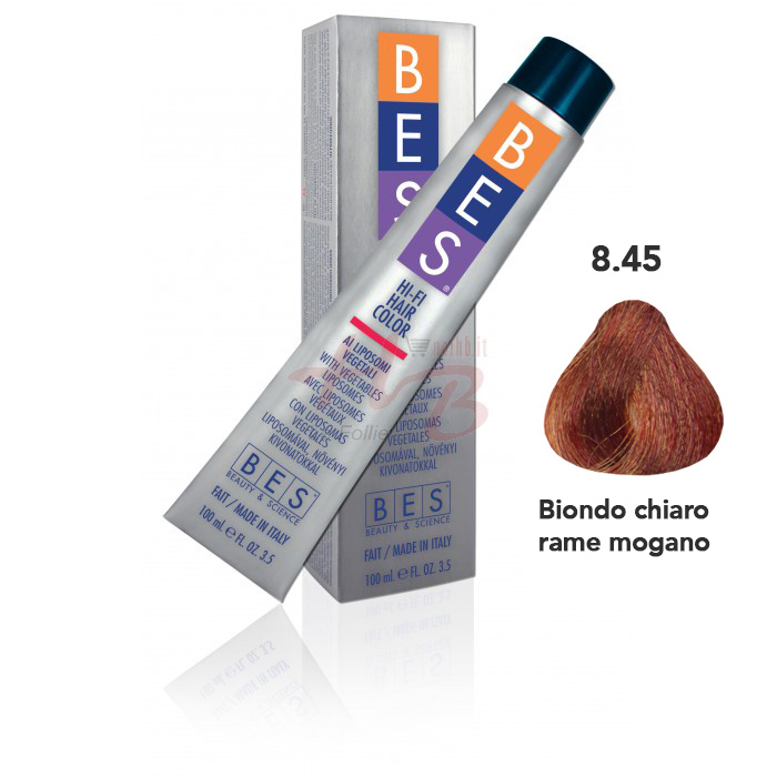 Bes Hi-Fi Hair Color Liposomi vegetali 8.45 BIONDO CHIARO RAME MOGANO - Tinta per capelli - 100ml 