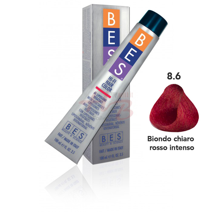 Bes Hi-Fi Hair Color Liposomi vegetali 8.6 BIONDO CHIARO ROSSO INTENSO - Tinta per capelli - 100ml