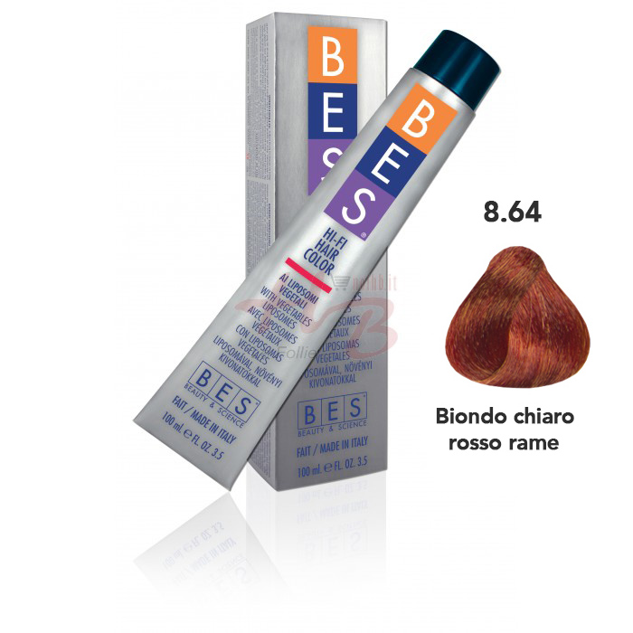 Bes Hi-Fi Hair Color Liposomi vegetali 8.64 BIONDO CHIARO ROSSO RAME - Tinta per capelli - 100ml 