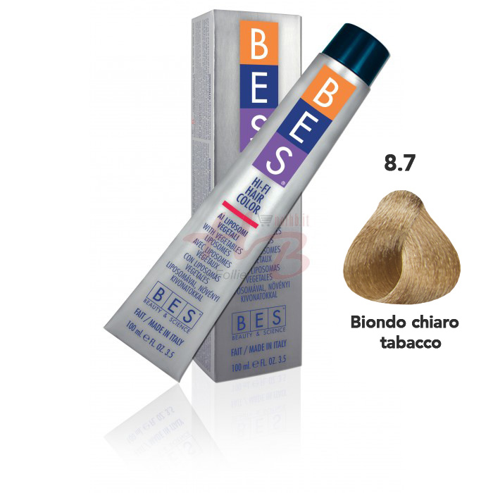 Bes Hi-Fi Hair Color Liposomi vegetali 8.7 BIONDO CHIARO TABACCO - Tinta per capelli - 100ml 