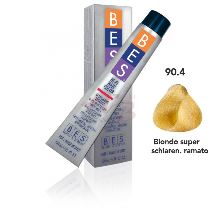 Bes Hi-Fi Hair Color Liposomi vegetali 90.4 BIONDO SUPERSCHIARENTE RAMATO - Tinta per capelli - 100ml