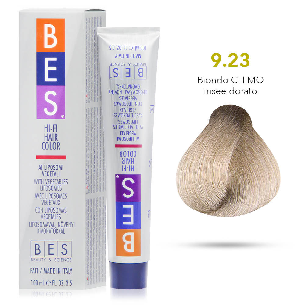 Bes Hi-Fi Hair Color Liposomi vegetali 9.23 BIONDO CHIARISSIMO IRISEE DORATO - Tinta per capelli - 100ml