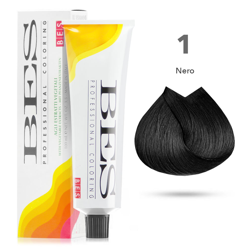 Bes Professional Coloring tinta per capelli estratti vegetali - 1 NERO - 100ML