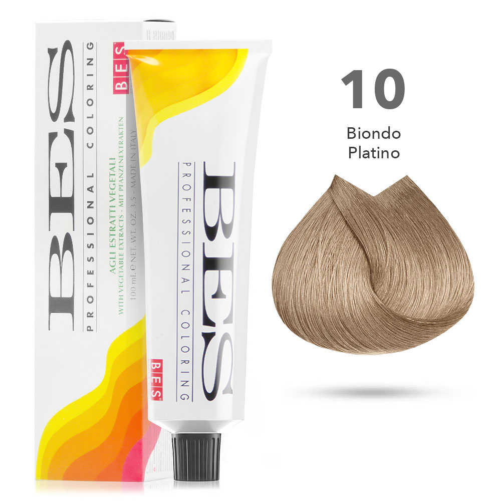 Bes Professional Coloring tinta per capelli estratti vegetali - 10 BIONDO PLATINO - 100ML