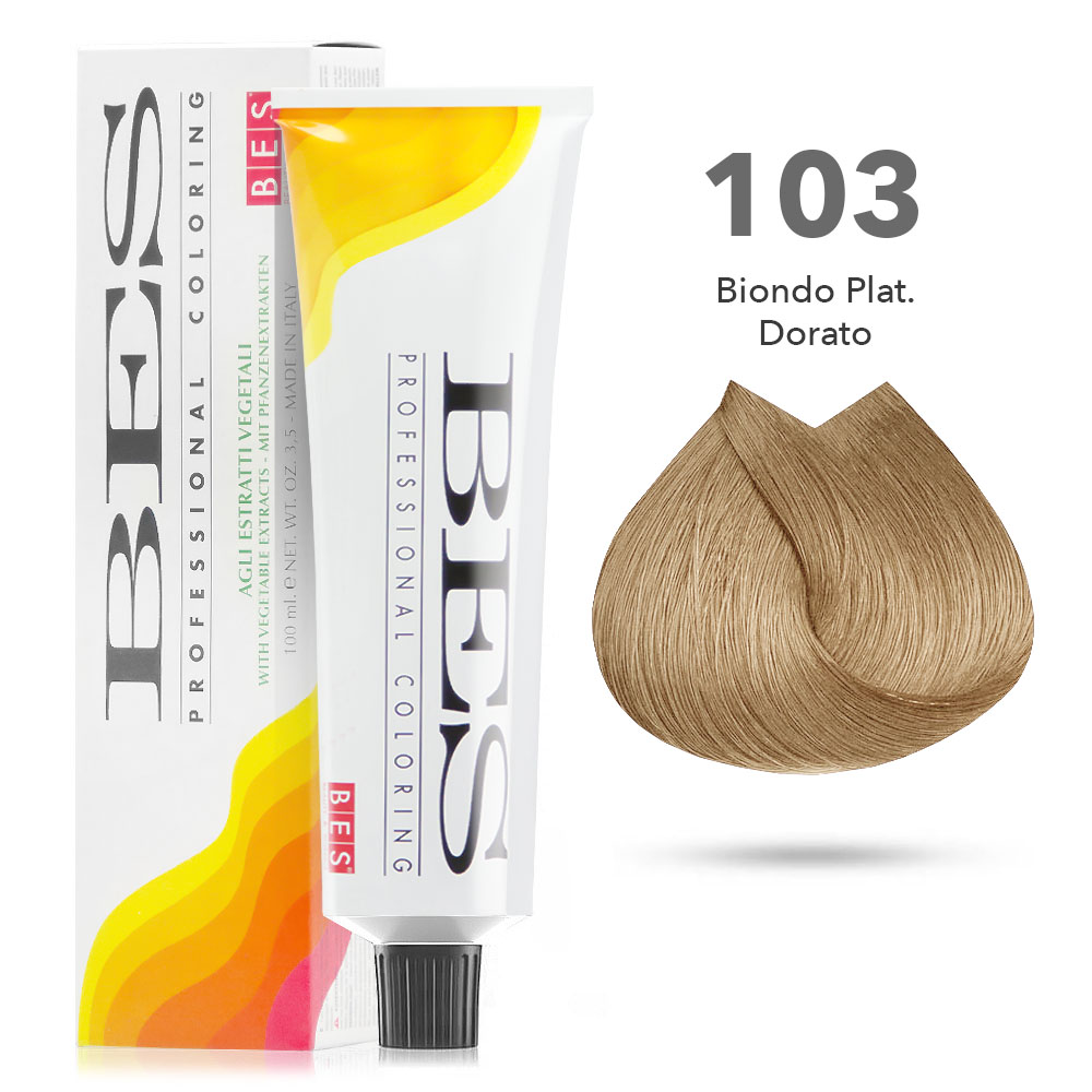 Bes Professional Coloring tinta per capelli estratti vegetali - 103 BIONDO PLATINO DORATO - 100ML