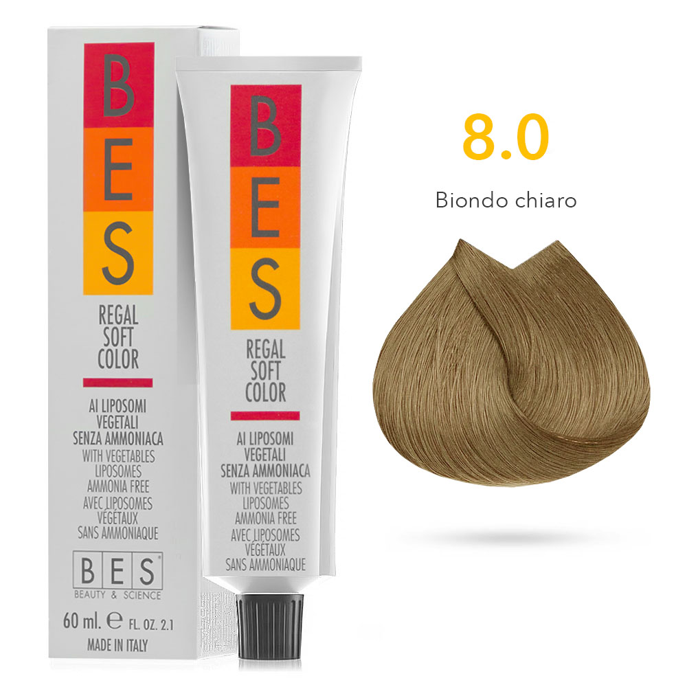 Tinta Riflessante tonalizzante Bes Regal Soft Color Liposomi Vegetali Senza ammoniaca 8.0 BIONDO CHIARO 60ml