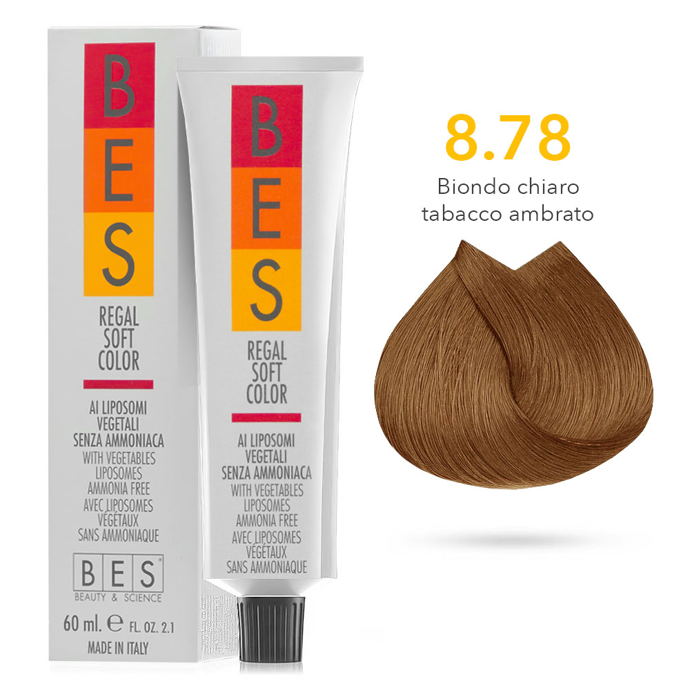 Tinta Riflessante tonalizzante Bes Regal Soft Color Liposomi Vegetali Senza ammoniaca 8.78 BIONDO CHIARO TABACCO AMBRATO 60ml