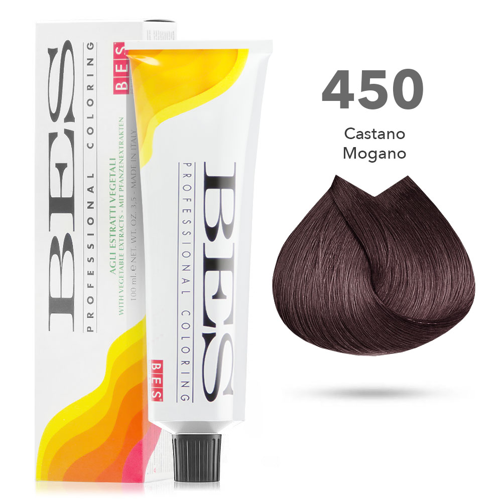 Bes Professional Coloring tinta per capelli estratti vegetali - 450 CASTANO MOGANO - 100ML
