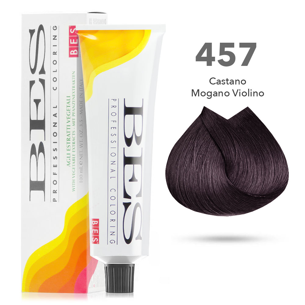 Bes Professional Coloring tinta per capelli estratti vegetali - 457 CASTANO MOGANO VIOLINO - 100ML