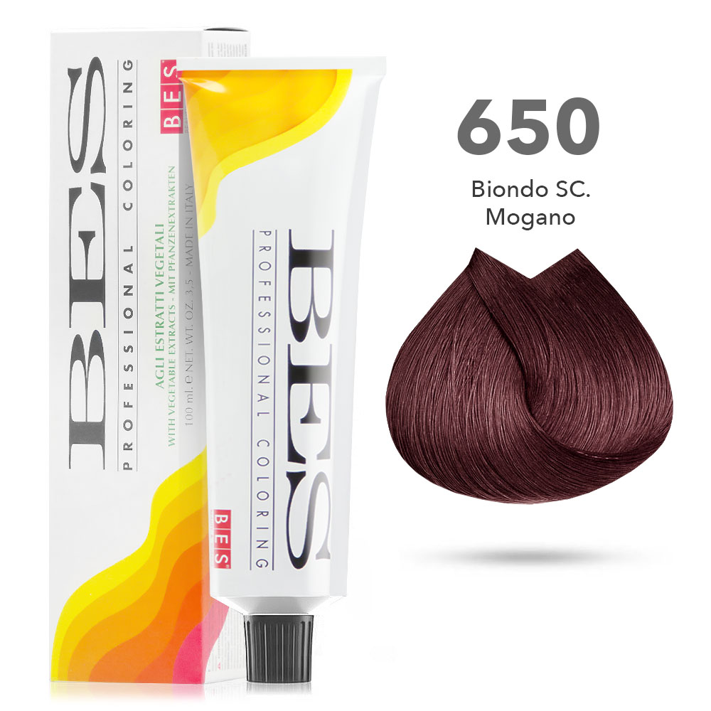 Bes Professional Coloring tinta per capelli estratti vegetali - 650 BIONDO SCURO MOGANO - 100ML