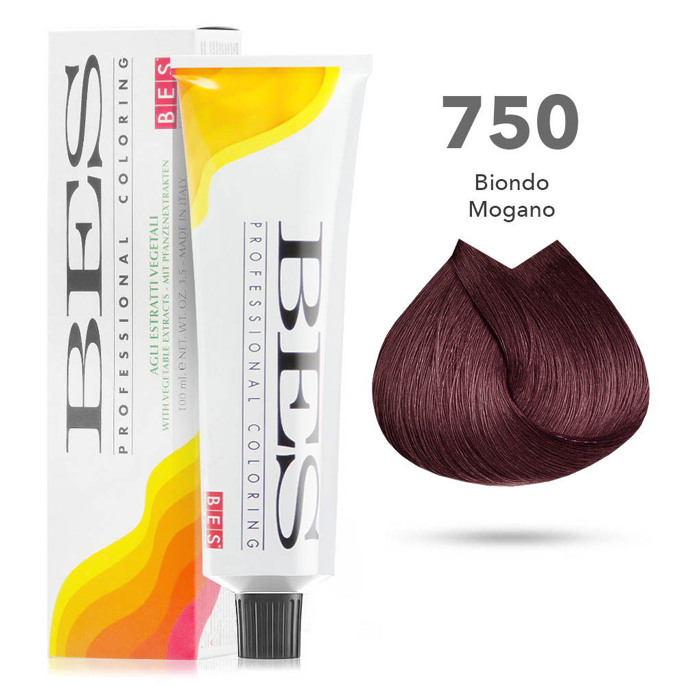 Bes Professional Coloring tinta per capelli estratti vegetali - 750 BIONDO MOGANO - 100ML