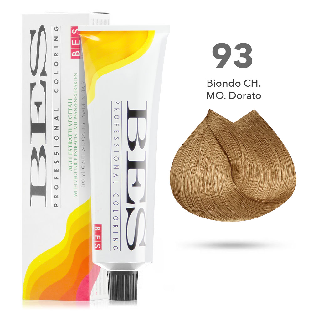 Bes Professional Coloring tinta per capelli estratti vegetali - 93 BIONDO CHIARISSIMO DORATO - 100ML