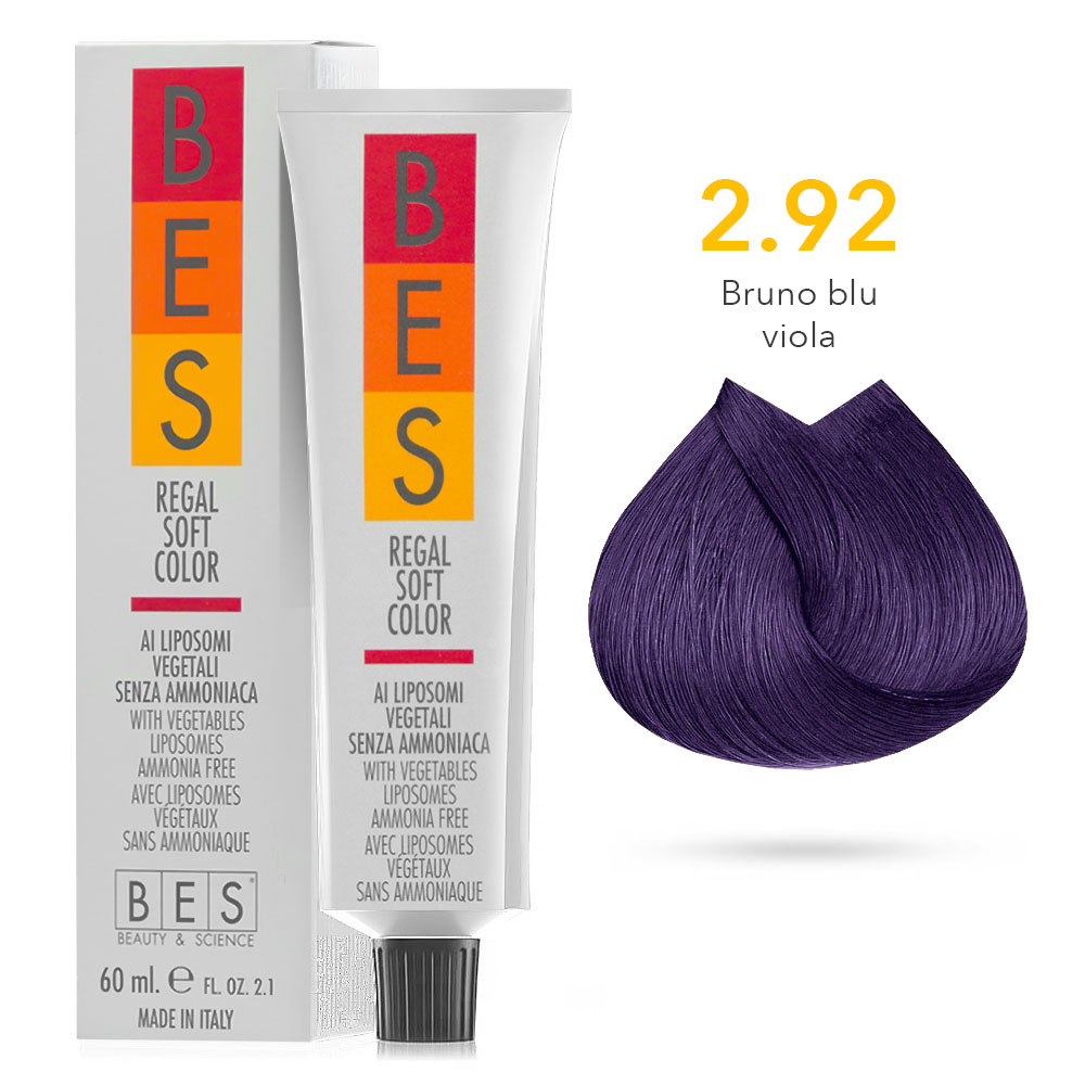Tinta Riflessante tonalizzante Bes Regal Soft Color Liposomi Vegetali Senza ammoniaca 2.92 BRUNO BLU VIOLA 60ml