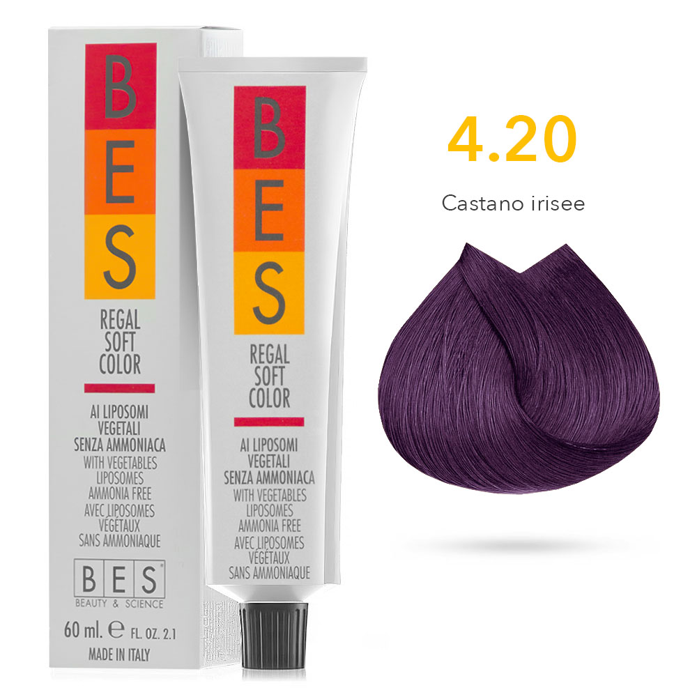 Tinta Riflessante tonalizzante Bes Regal Soft Color Liposomi Vegetali Senza ammoniaca 4.20 CASTANO IRISEE 60ml