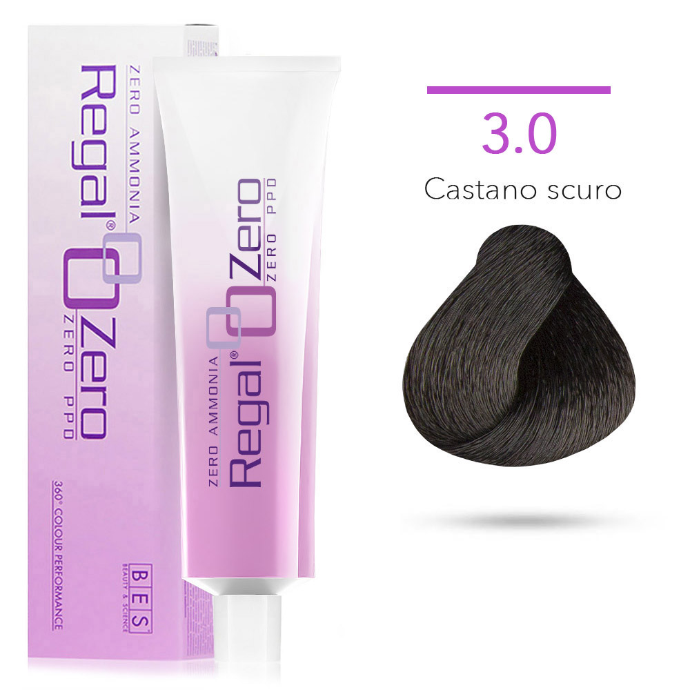 Bes Regal Zero senza ammoniaca senza ppd 3.0 CASTANO SCURO - tinta per capelli - 100ml