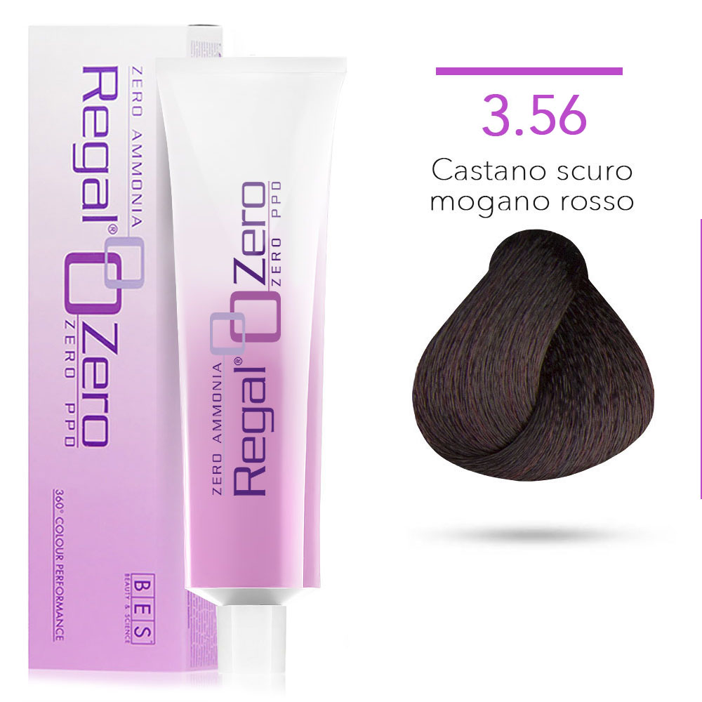 Bes Regal Zero senza ammoniaca senza ppd 3.56 CASTANO SCURO MOGANO ROSSO - tinta per capelli - 100ml