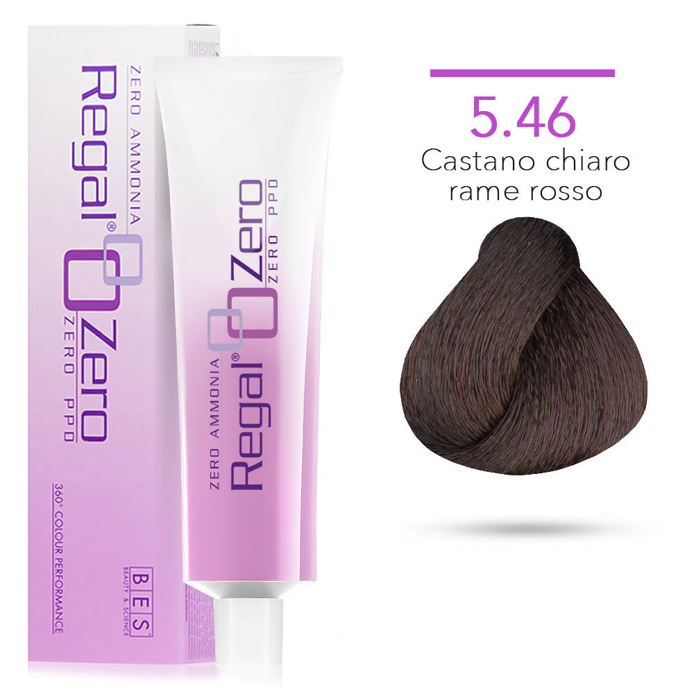 Bes Regal Zero senza ammoniaca senza ppd 5.46 CASTANO CHIARO RAME ROSSO - tinta per capelli - 100ml