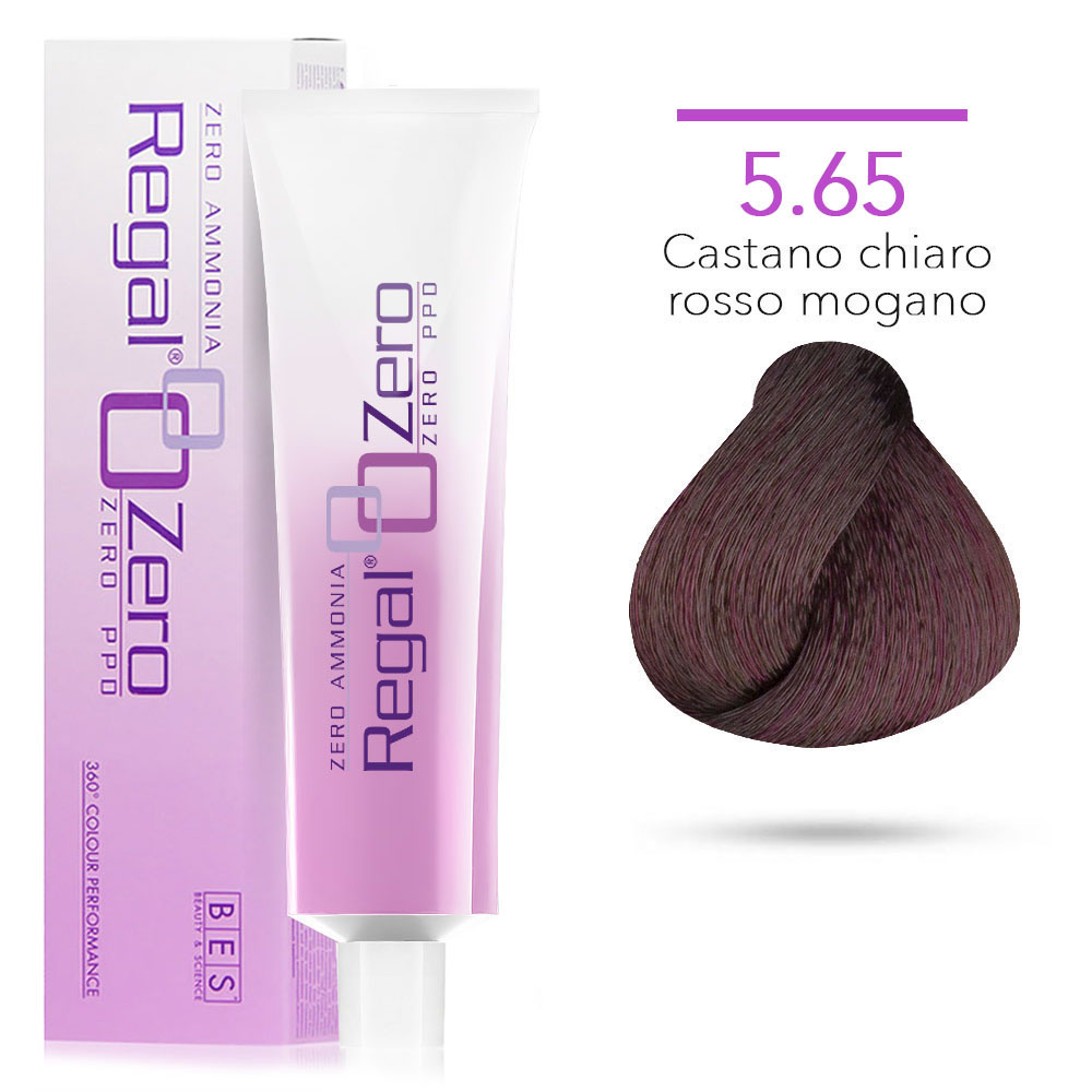 Bes Regal Zero senza ammoniaca senza ppd 5.65 CASTANO CHIARO ROSSO MOGANO - tinta per capelli - 100ml