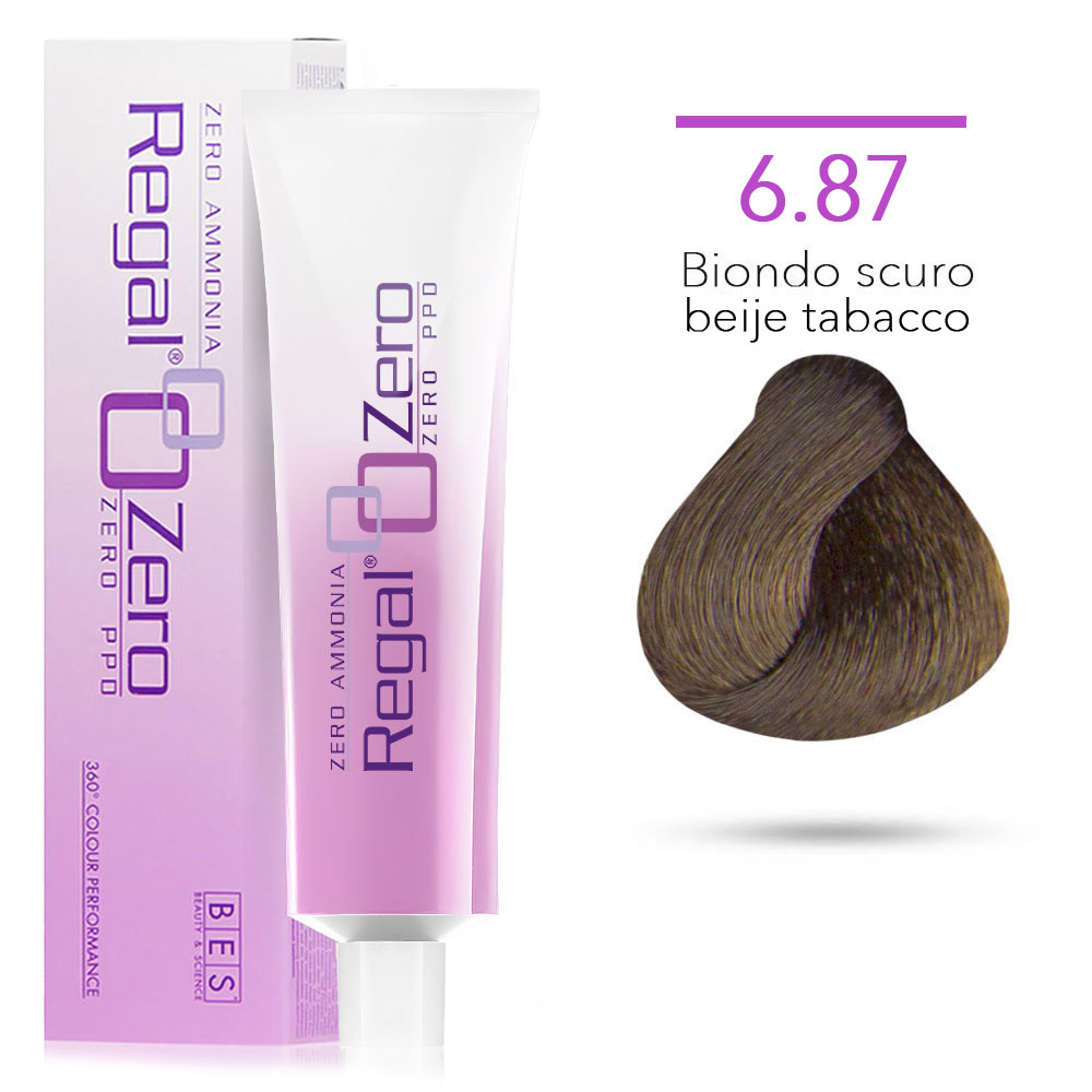 Bes Regal Zero senza ammoniaca senza ppd 6.87 BIONDO SCURO BEIGE TABACCO - tinta per capelli - 100ml